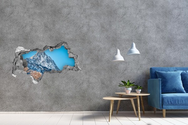 3D Wandtattoos Mauerdurchbruch Berglandschaft hinter dem Loch in der Wand