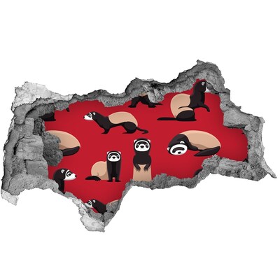 Wandtattoos Mauerdurchbruch Verrückte Frettchen in einem Wandloch