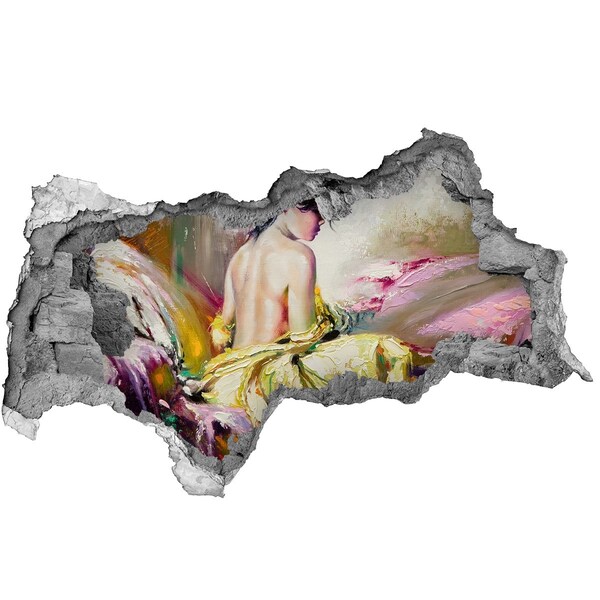 Mauerdurchbruch Aufkleber Frau in einem gelben Kleid