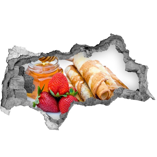 Wandtattoos Mauerdurchbruch Köstliche Pfannkuchen mit Erdbeeren