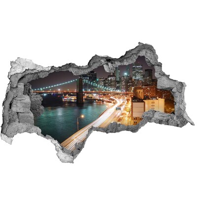 Wandtattoos Mauerdurchbruch Blick auf New York bei Nacht