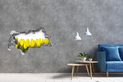 Wandbilder 3D Mauerdurchbruch Tulpen in einem Loch in der Wand