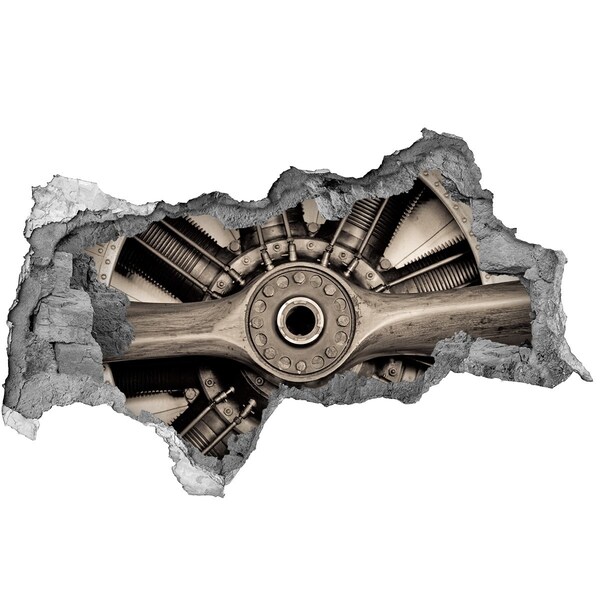 Wandtattoos Mauerdurchbruch Flugzeugtriebwerk in beschädigter Wand