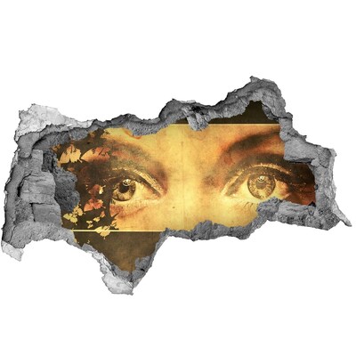 Wandbilder 3D Mauerdurchbruch Augen hinter der Wand