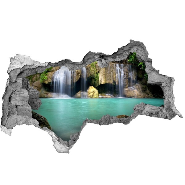Wandbilder 3D Mauerdurchbruch Ein Wasserfall in paradiesischer Umgebung