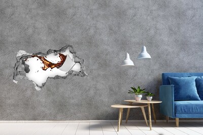 3D Wandtattoos Mauerdurchbruch Kaffee ergießt sich durch ein Loch in der Wand