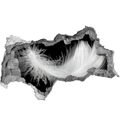 Mauerdurchbruch Aufkleber Eine Feder in einem Loch in der Wand