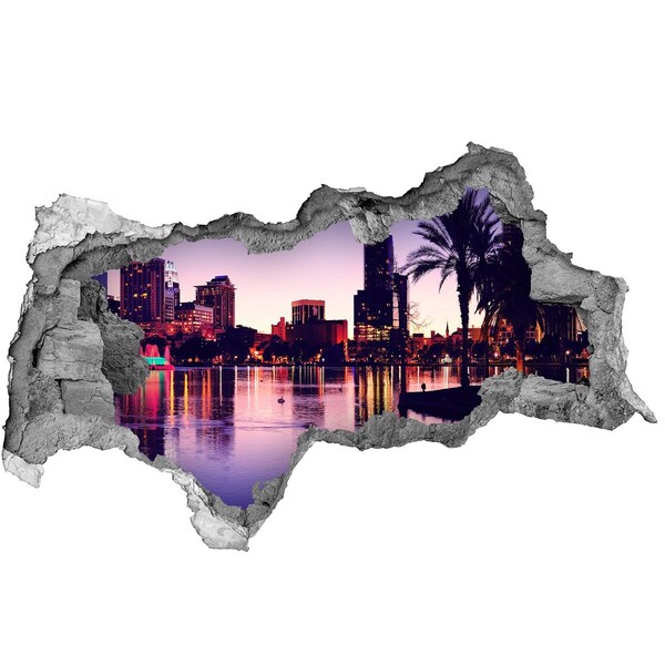 3D Wandtattoos Mauerdurchbruch Sonnenuntergang über der Stadt