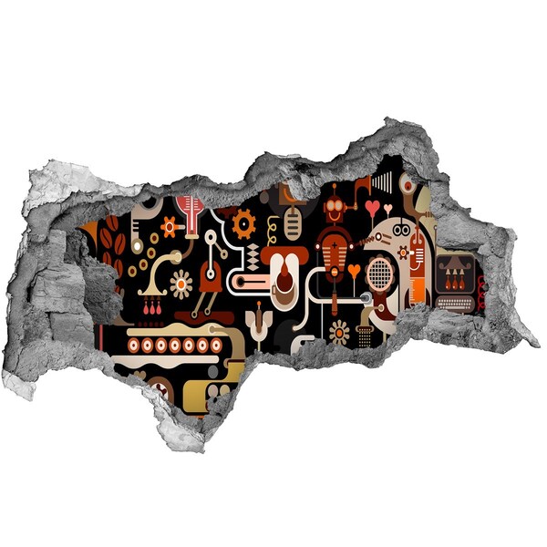 Mauerdurchbruch Aufkleber Die futuristische Welt der Roboter