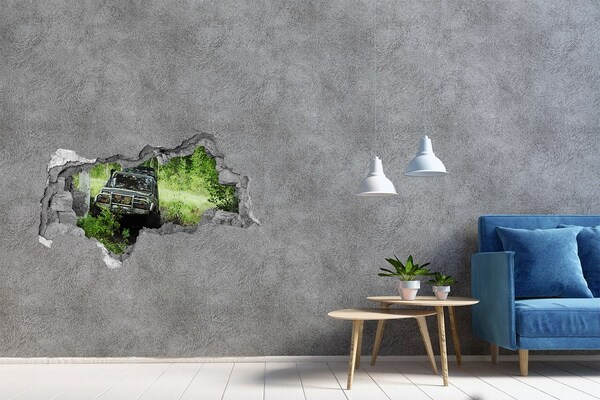 Wandbilder 3D Mauerdurchbruch Offroad-Abenteuer im Wald