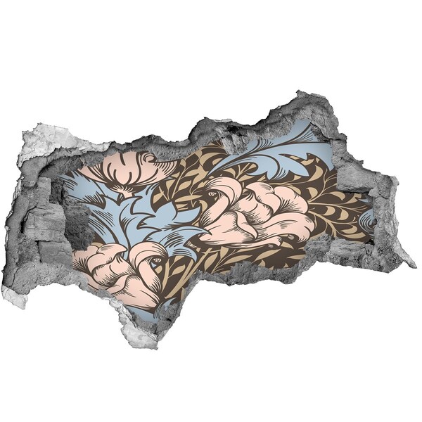 Mauerdurchbruch Aufkleber Loch in der Wand Blumenmuster