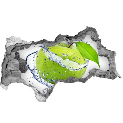 3D Wandtattoos Mauerdurchbruch Grüner Apfel in Wasser