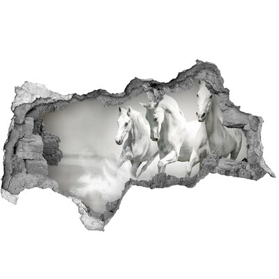 Mauerdurchbruch Aufkleber galoppierende weiße Pferde