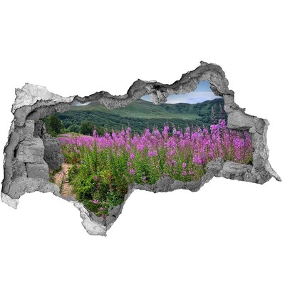 Wandbilder 3D Mauerdurchbruch Blumenlandschaft in den Bergen