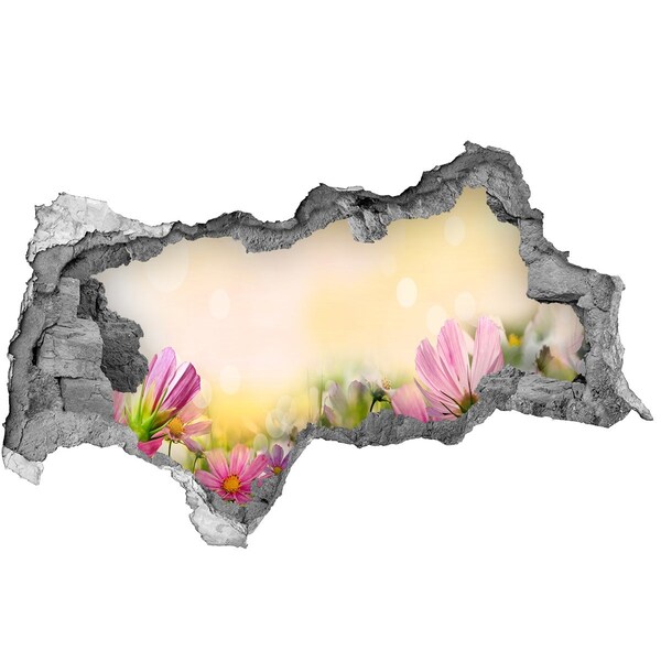 3D Wandtattoos Mauerdurchbruch Eine Blumenlandschaft hinter einem Loch in der Wand