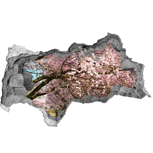 Mauerdurchbruch Aufkleber Blühende Kirschbäume im Frühlingspark