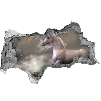 Wandbilder 3D Mauerdurchbruch Ein mythisches Pferd in einer magischen Landschaft