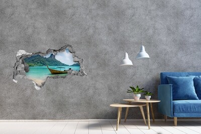 Mauerdurchbruch Aufkleber Paradiesstrand mit einem Boot