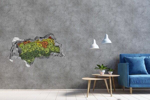 3D Wandtattoos Mauerdurchbruch Bunte Wirbel an der Wand