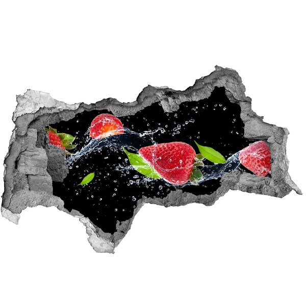 Mauerdurchbruch Aufkleber Erdbeere im Wasser