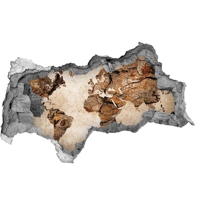 Mauerdurchbruch Aufkleber Eine beschädigte Wand mit einer Weltkarte