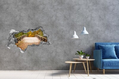Wandtattoos Mauerdurchbruch Eine Brücke im Herbstwald