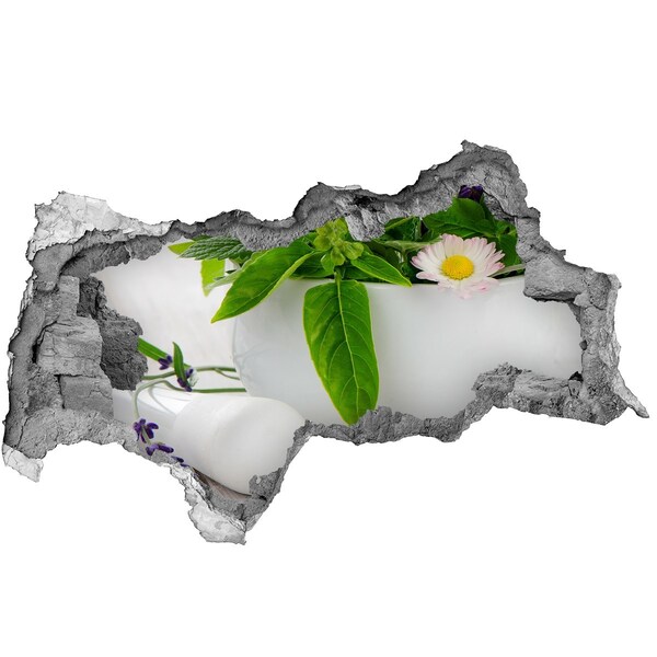 Mauerdurchbruch Aufkleber Grüne Vegetation in der beschädigten Mauer