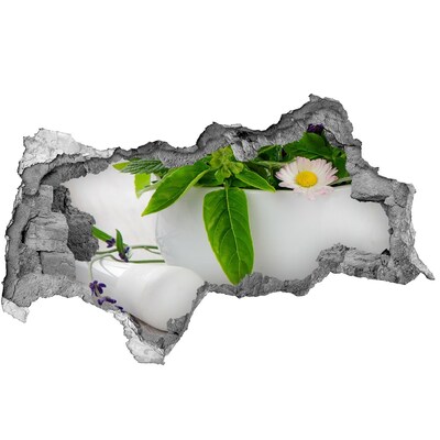 Mauerdurchbruch Aufkleber Grüne Vegetation in der beschädigten Mauer