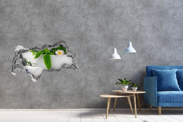 Mauerdurchbruch Aufkleber Grüne Vegetation in der beschädigten Mauer