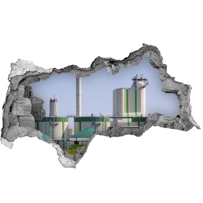 3D Wandtattoos Mauerdurchbruch Fabrik im Hintergrund