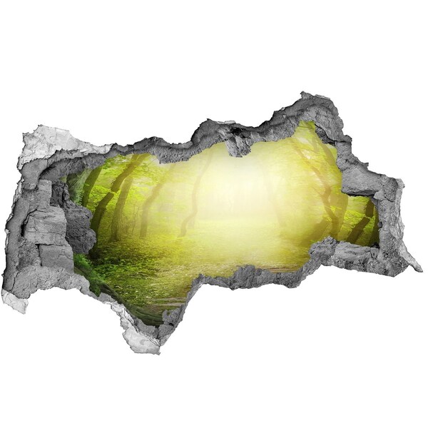 Mauerdurchbruch Aufkleber Grüner Wald in den Sonnenstrahlen
