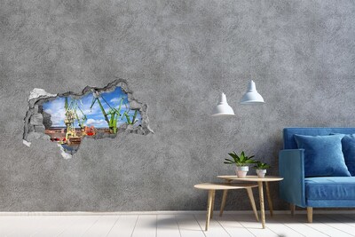 3D Wandtattoos Mauerdurchbruch Industriehafen in Aktion