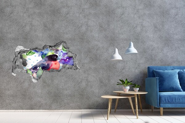 3D Wandtattoos Mauerdurchbruch Ein Vogel in einer farbenfrohen Komposition