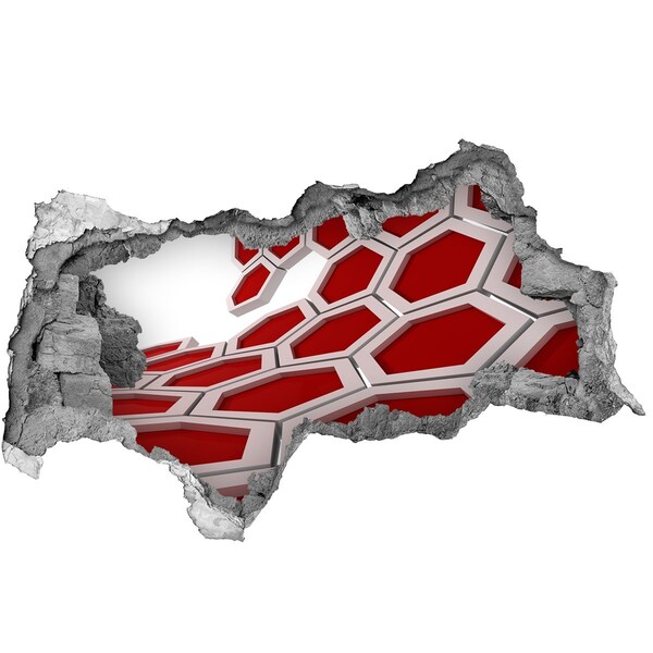 3D Wandtattoos Mauerdurchbruch Rotes Labyrinth aus Beton