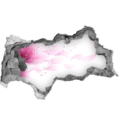 Mauerdurchbruch Aufkleber Rosa Welle dringt durch das Loch in der Wand