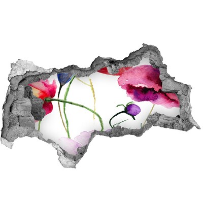 Wandbilder 3D Mauerdurchbruch Blumenlandschaft durch ein Loch in der Wand