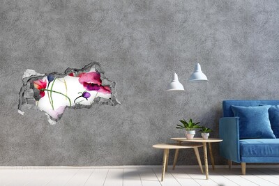 Wandbilder 3D Mauerdurchbruch Blumenlandschaft durch ein Loch in der Wand