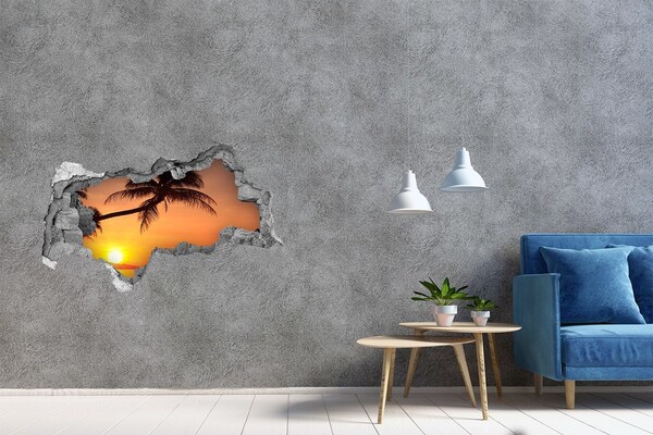 3D Wandtattoos Mauerdurchbruch Sonnenuntergang an einem tropischen Strand