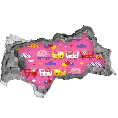 3D Wandtattoos Mauerdurchbruch Bunter Zug mit Luftballons