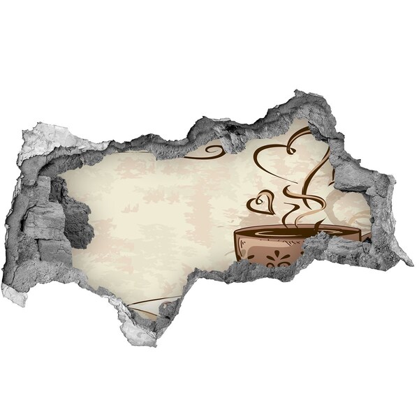 Wandbilder 3D Mauerdurchbruch Eine köstliche Tasse dampfender Kaffee