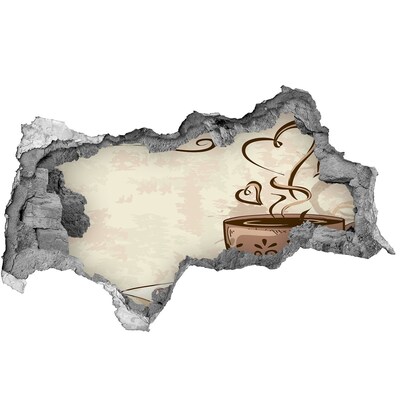 Wandbilder 3D Mauerdurchbruch Eine köstliche Tasse dampfender Kaffee