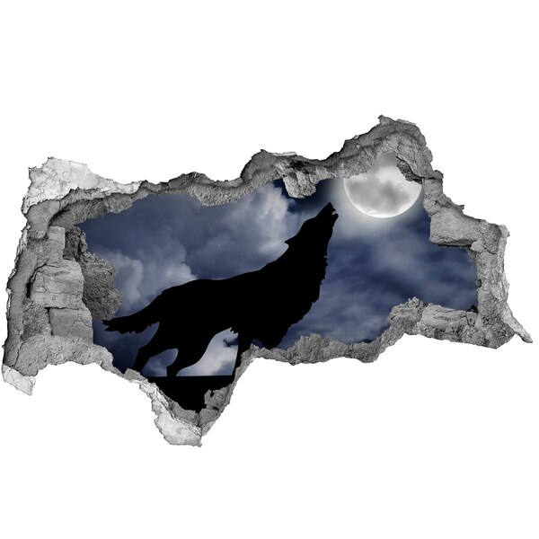 Wandtattoos Mauerdurchbruch Wolf gegen Mond