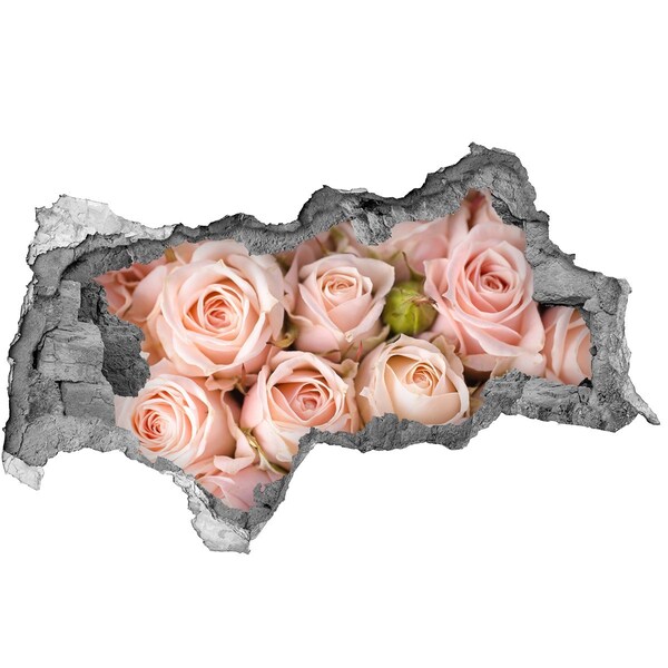 Wandbilder 3D Mauerdurchbruch Rosen in einem Loch in der Wand