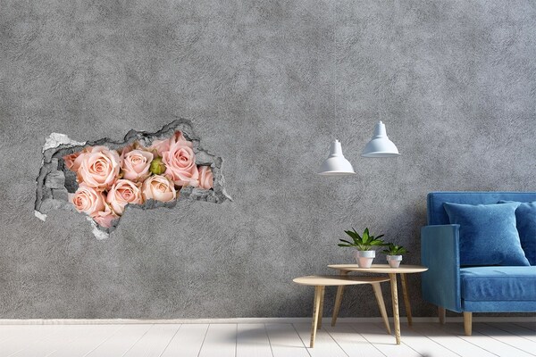 Wandbilder 3D Mauerdurchbruch Rosen in einem Loch in der Wand