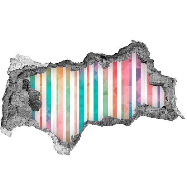 Mauerdurchbruch Aufkleber Farbenfrohe Geometrie hinter dem Loch in der Wand