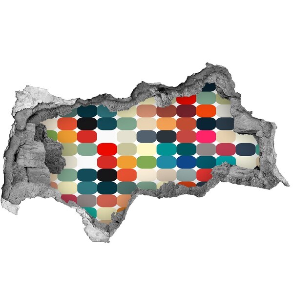 Mauerdurchbruch Aufkleber Buntes Mosaik durch ein Loch in der Wand