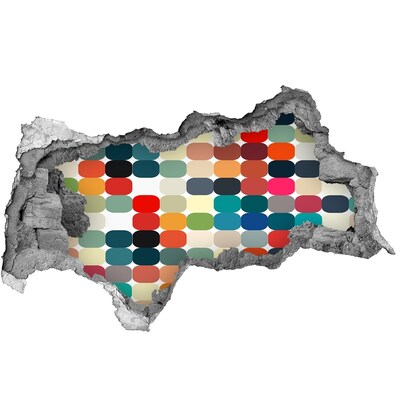 Mauerdurchbruch Aufkleber Buntes Mosaik durch ein Loch in der Wand