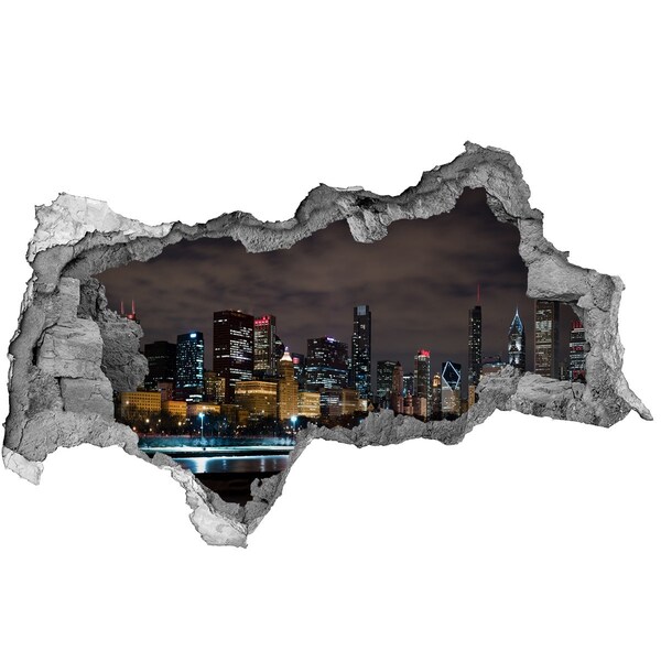 Wandtattoos Mauerdurchbruch Nachtpanorama der Stadt
