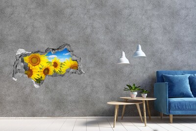 Wandbilder 3D Mauerdurchbruch Ein Blumenparadies mit Sonnenblumen