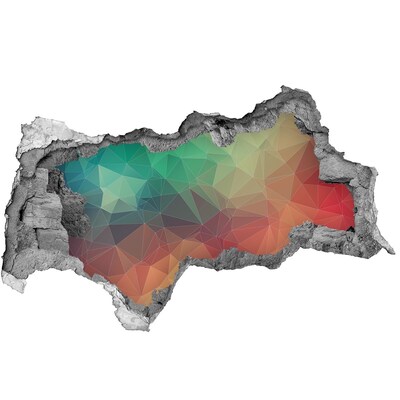 Mauerdurchbruch Aufkleber Farbenfrohe Geometrie in einem Loch in der Wand